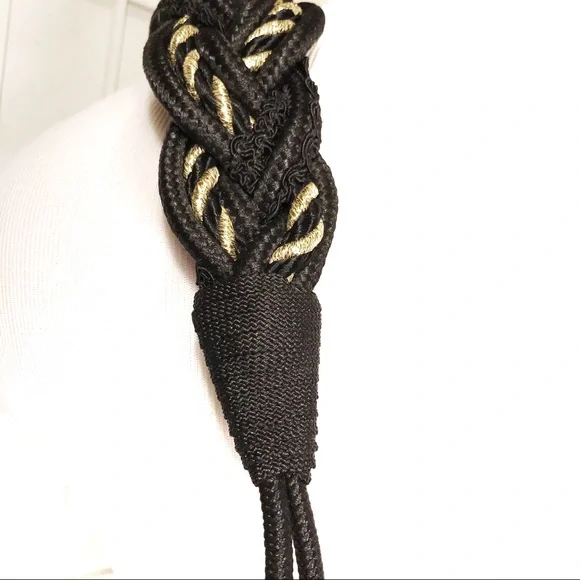 Rare Vintage Black Gold Cord Braided Belt - Picture 4 of 7